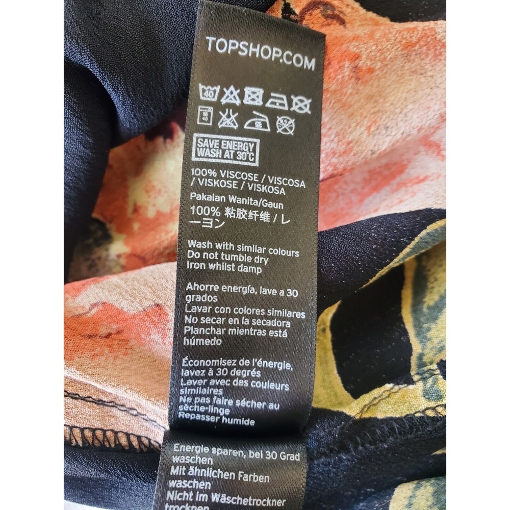 Topshop Maxi Dress Women 10 Black Floral Cut Out Backless Whimsigoth Resortwear - Picture 9 of 11